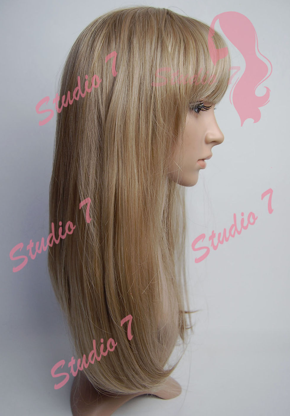 Thumbnail: W251 Warm Champagne Blonde Straight Fringe Wig