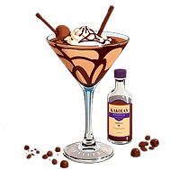 chocolatey mudslide cocktail in cocktail glass with transparent background NO fruit no gar