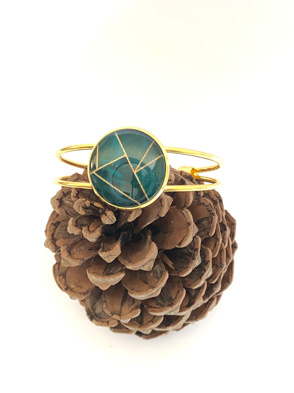 Bracelet rigide Géométrique vert