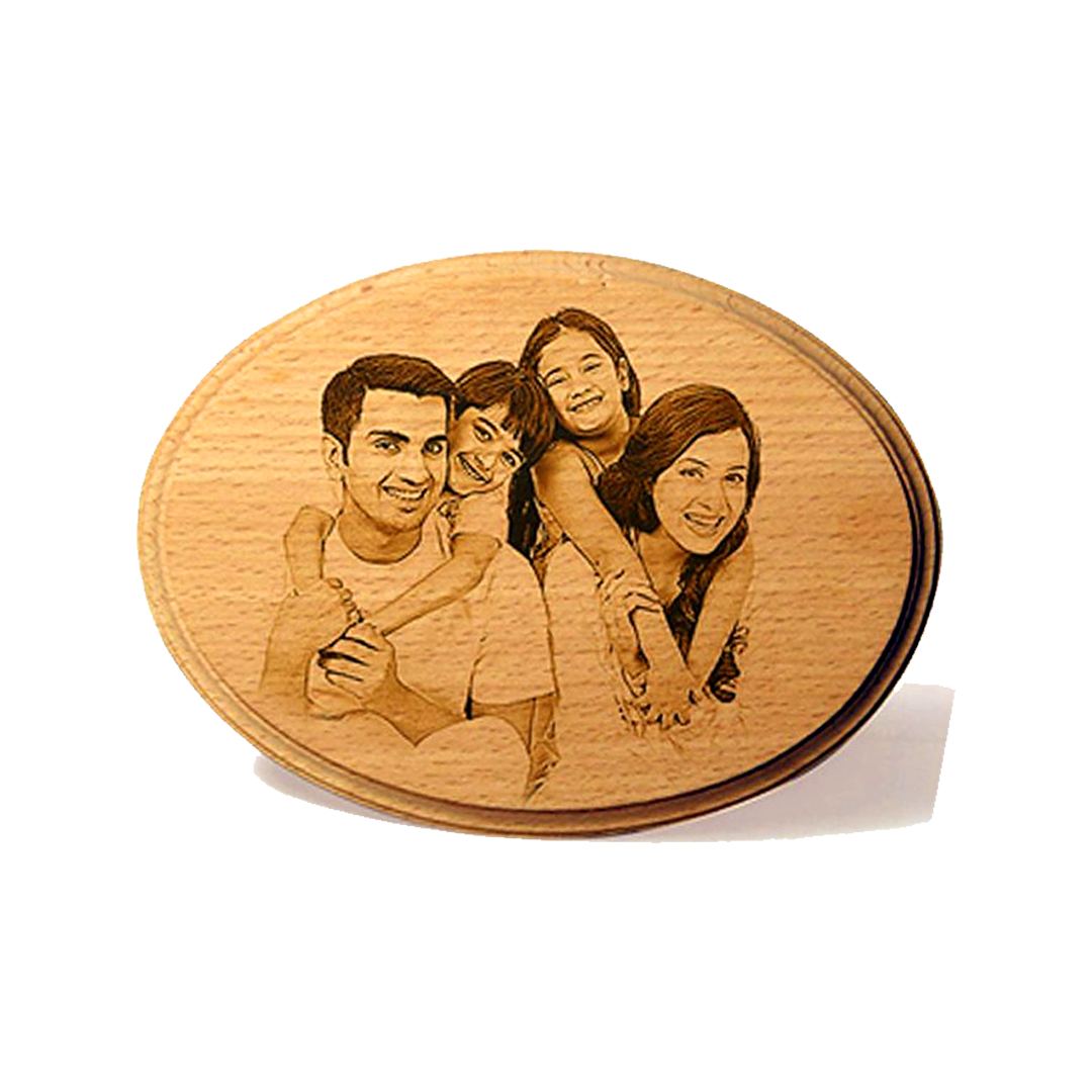 Oval Wooden Engraved Frame