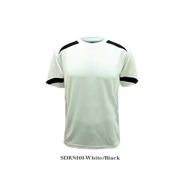 Unisex White Dri-Fit Round Neck T-Shirt with Black Design