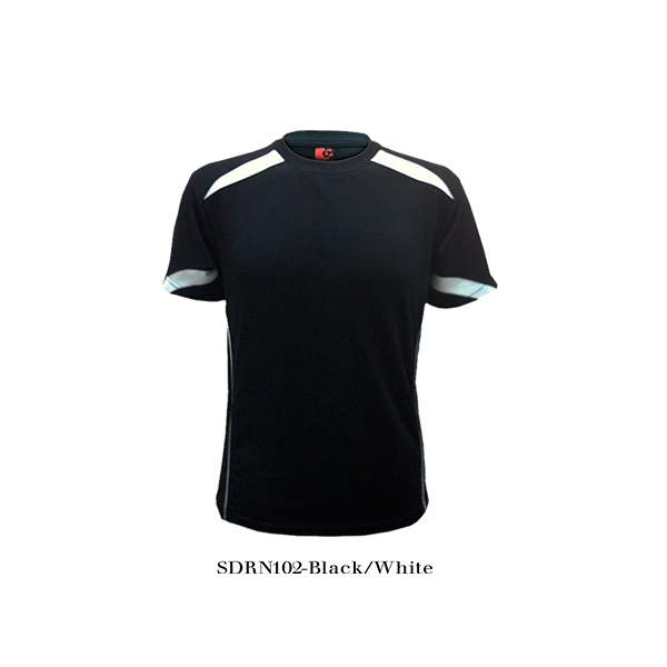 Unisex Black Dri-Fit Round Neck T-Shirt with White Design