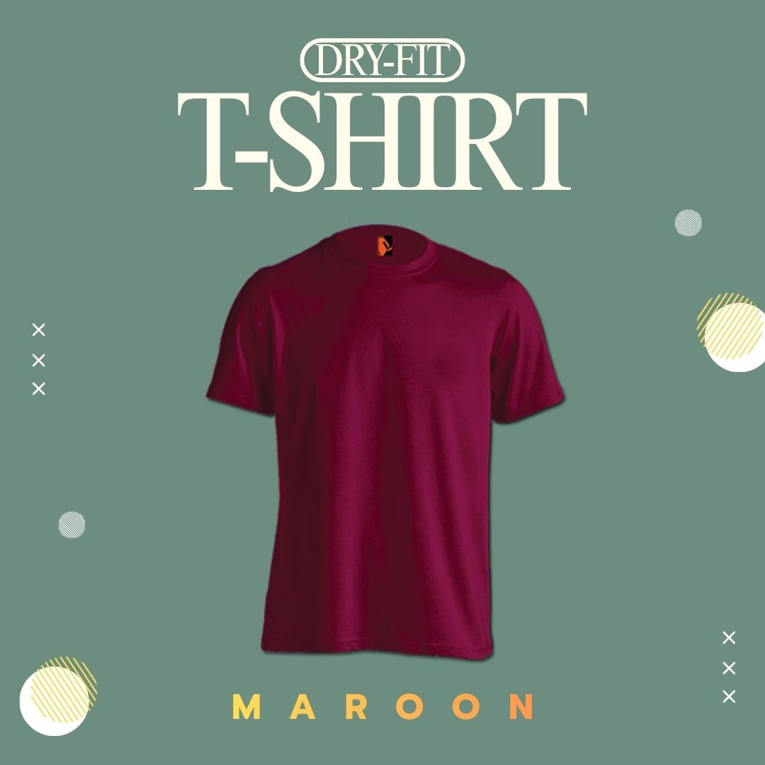 Maroon Dry-Fit Round Neck T-Shirt