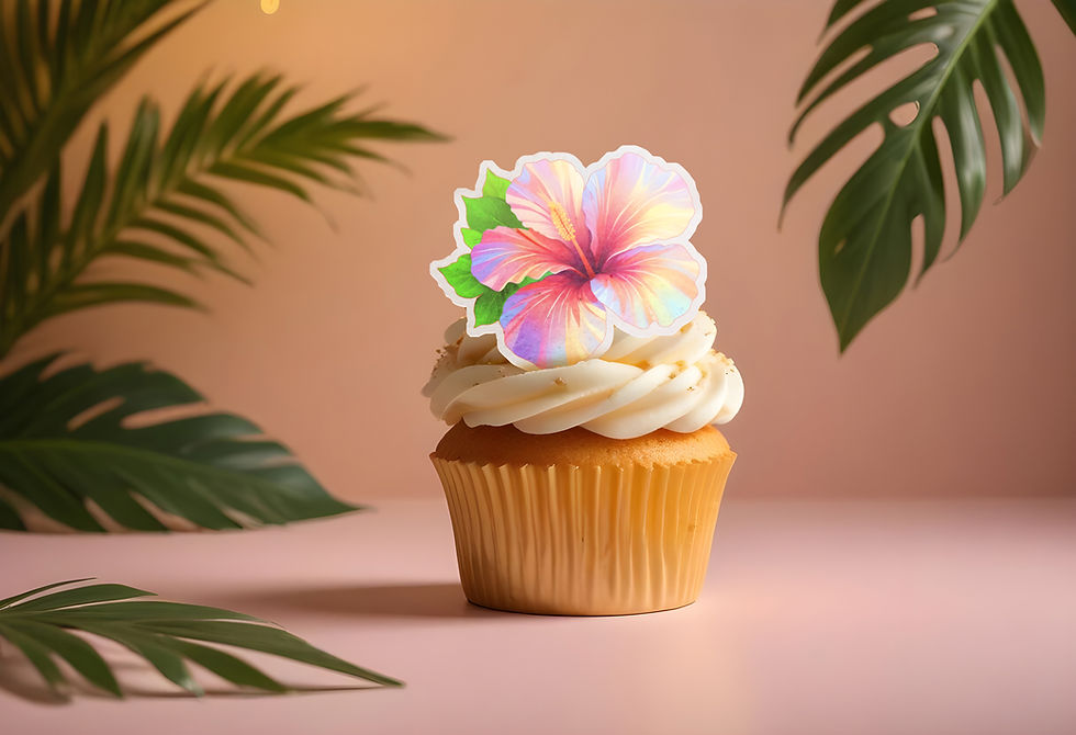 Thumbnail: Edible Hibiscus Flowers: Tropical Luau Party Decorations, Cake Toppers (12 Piece