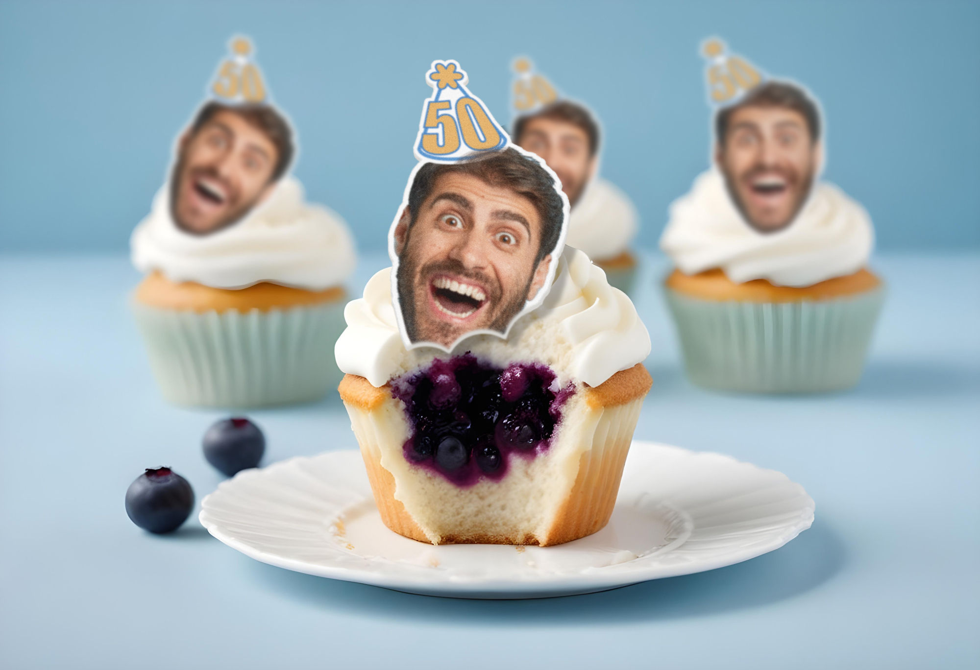 Custom Edible Photo Face Cupcake Toppers: Birthday Party Decor