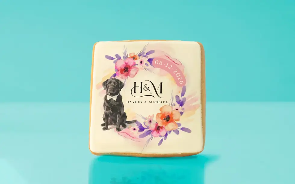 Thumbnail: Personalized Wedding Cookies with Monogram & Dog Portrait – Custom Pet Wedding F