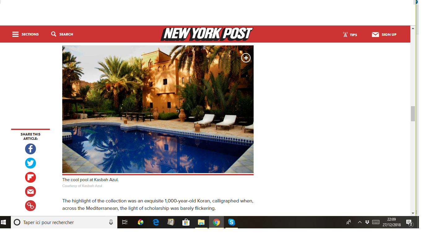 La Kasbah Azul dans le New York Post