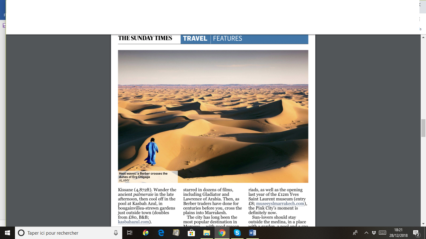 La Kasbah Azul dans le Sunday Times