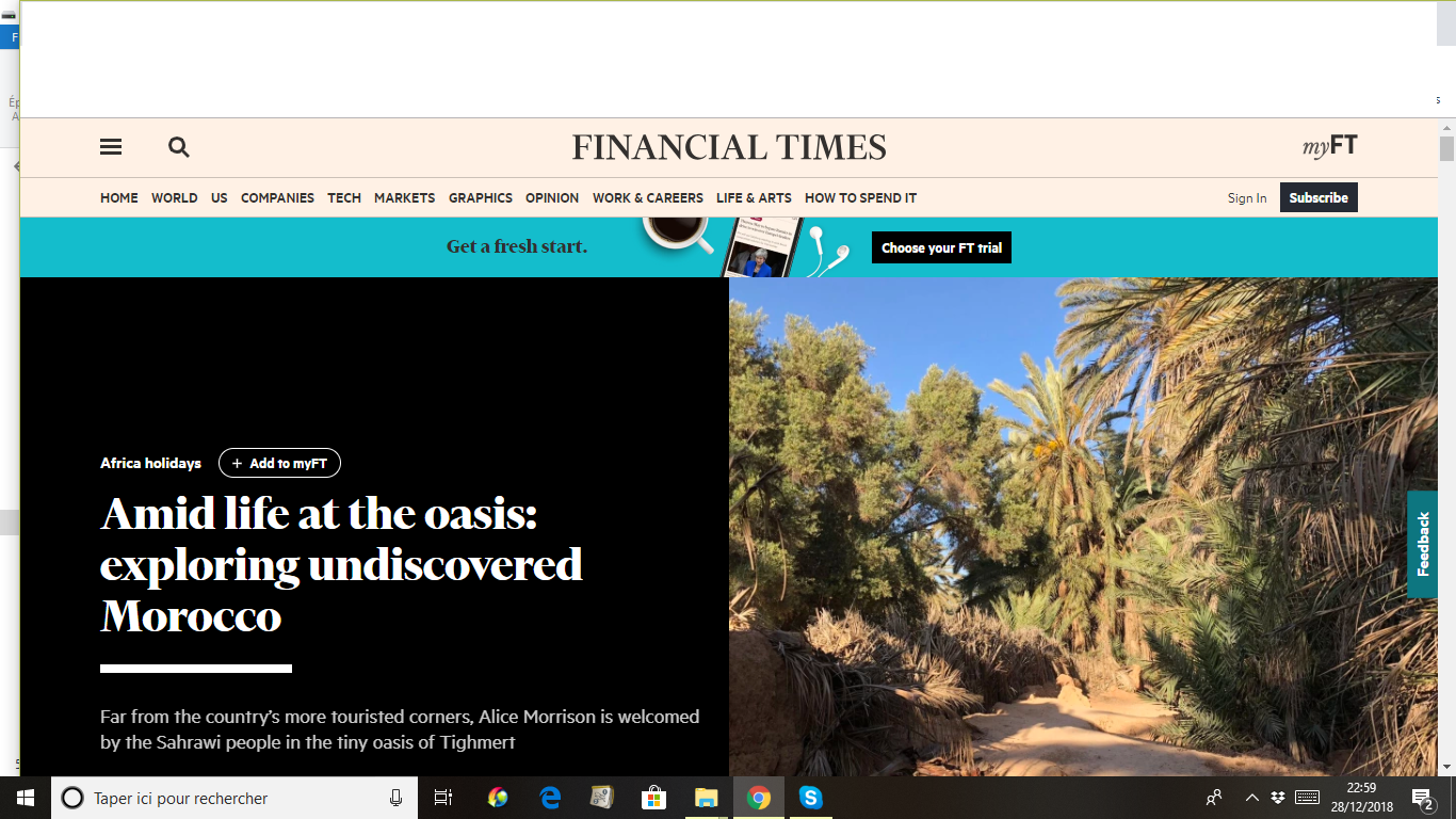 La Kasbah Azul dans Financial Times