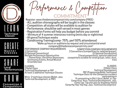 PERFORMANCE COMPANY REQUIREMENTS 1 Convention (2 Optional Conventions) 5 out of 8 master c
