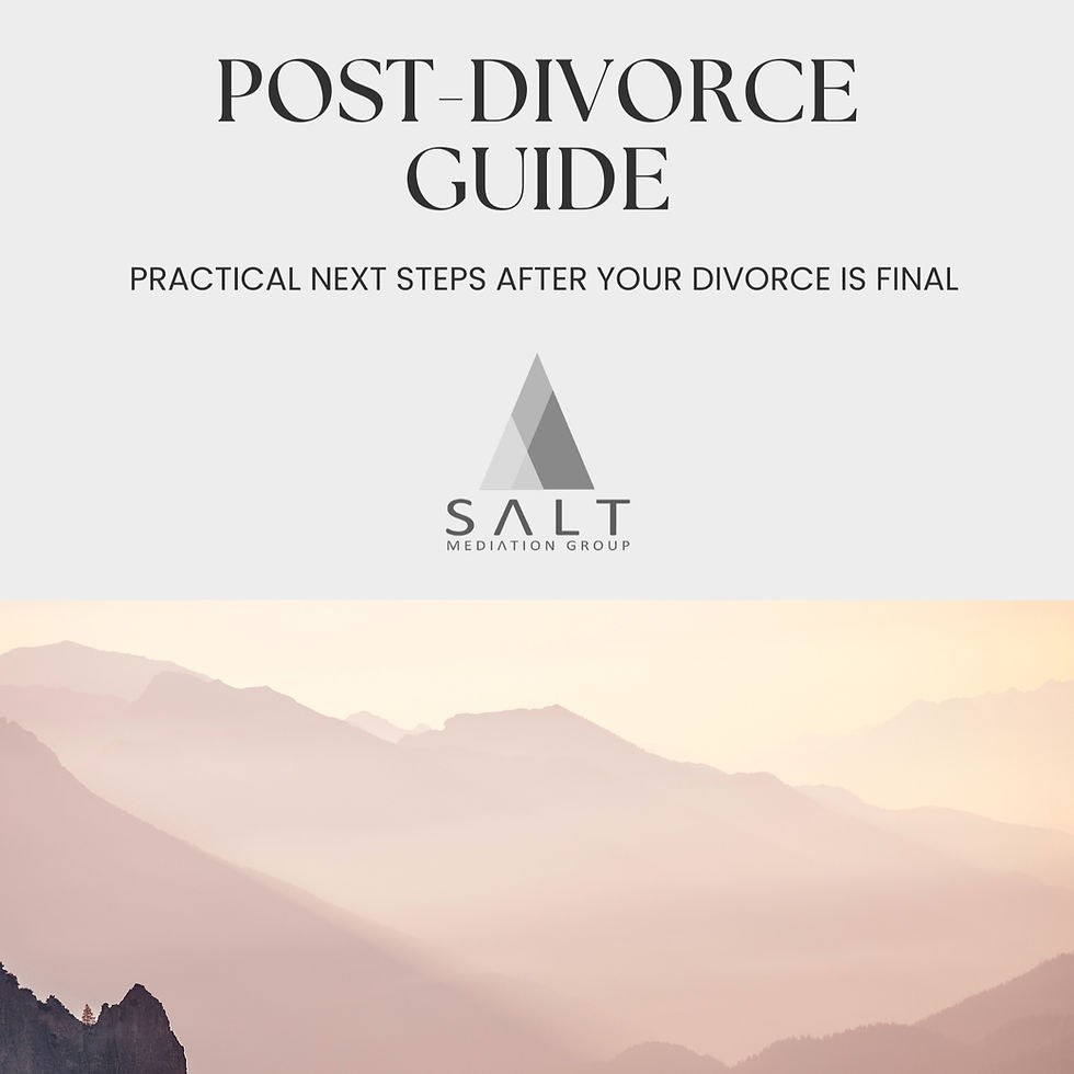 Post-divorce guide cover by Salt Mediation Group, featuring supportive resources for navigating life after divorce.