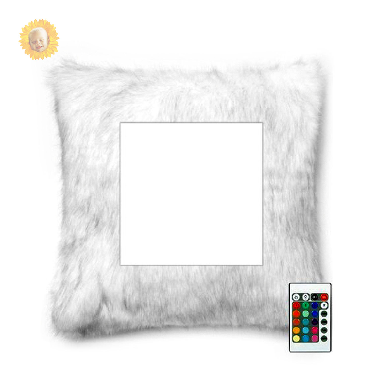 LED Fur Pillow with Remote Control White  - (Heart & Square) Rs.450/- + GST