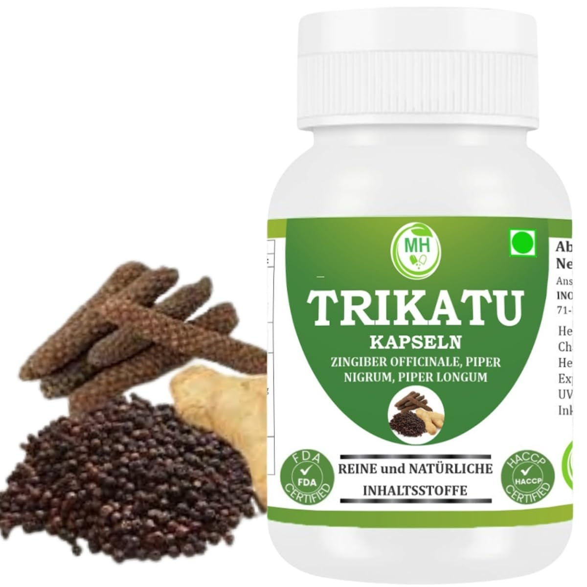 Morsan Trikatu-Kapseln – Ayurvedisches Kräuterergänzungsmittel mit Ingwer-, S...