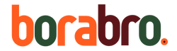 Borabro Logo in colors: orange, burgandy and dark green