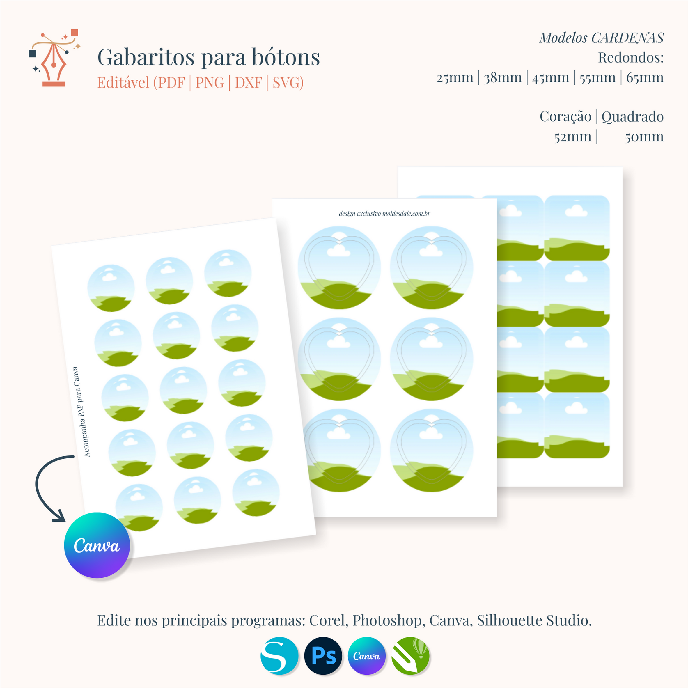 TEMPLATES | GABARITOS - Para Bótons (Cardenas e Importados)