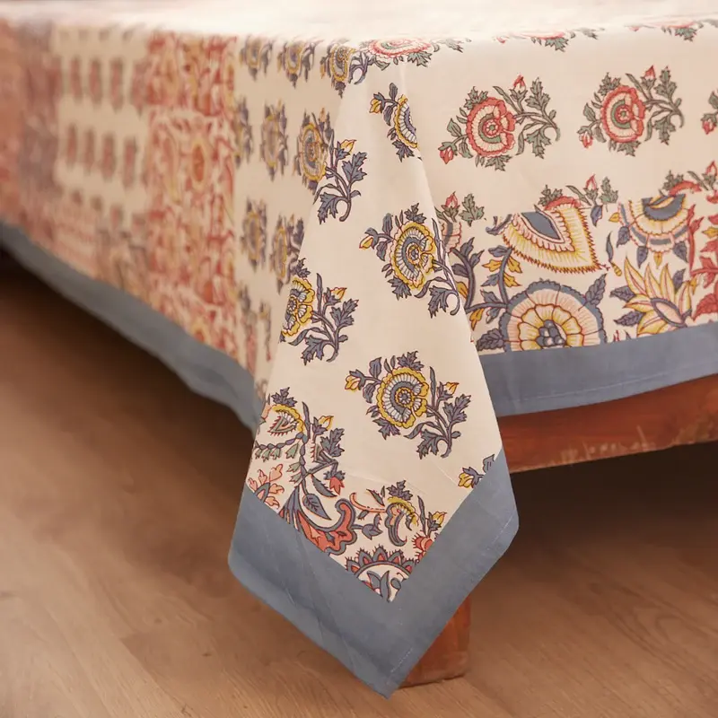 Thumbnail: Reva Handblock Bedsheet Elephant blue