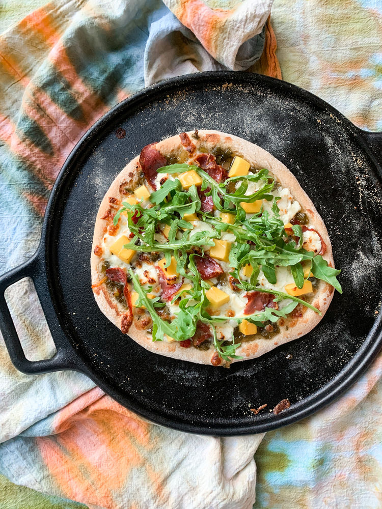 Jalapeño Mango Honey Goat Cheese Pizza