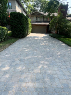 Cobble interlock driveway after polymeric sanding before sealing Ancaster