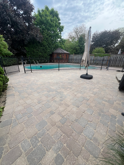 Interlock patio after polymeric sanding in Oakville Ontario with joints refilled stabilized and weed growth eliminated