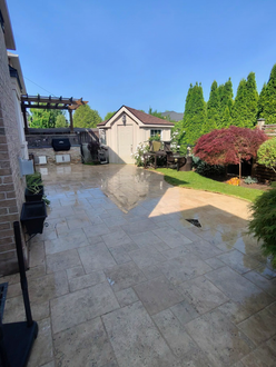 Natural stone patio after pressure washing clean and bright Oakville