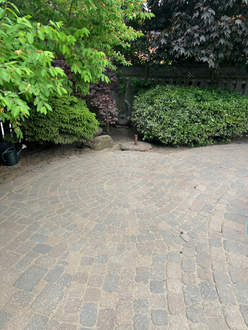 Interlock patio after polymeric sanding in Oakville Ontario with joints refilled stabilized and surface cleaned for long term durability