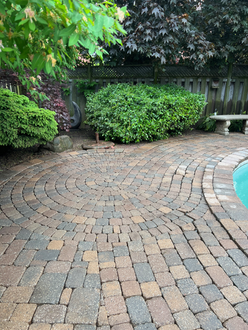 Interlock walkway after pressure washing in Oakville Ontario with dirt removed restored colour and clean stone surface