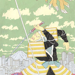 Federico Della Putta Illustrations Samurai Fox Japan East city flowers Illustrazioni Samurai Volpe Giappone Oriente città fiori