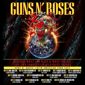 Guns N’ Roses anuncia nova turnê no Brasil Serão cinco shows em capitais e a venda dos ingressos começará na próxima semana