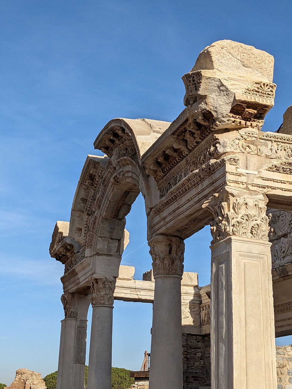 Sculpture of Medusa's face over the archway of an Ancient Ephesian temple.