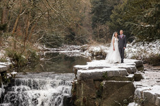 Jesmond Dene waterfall wedding in snow
