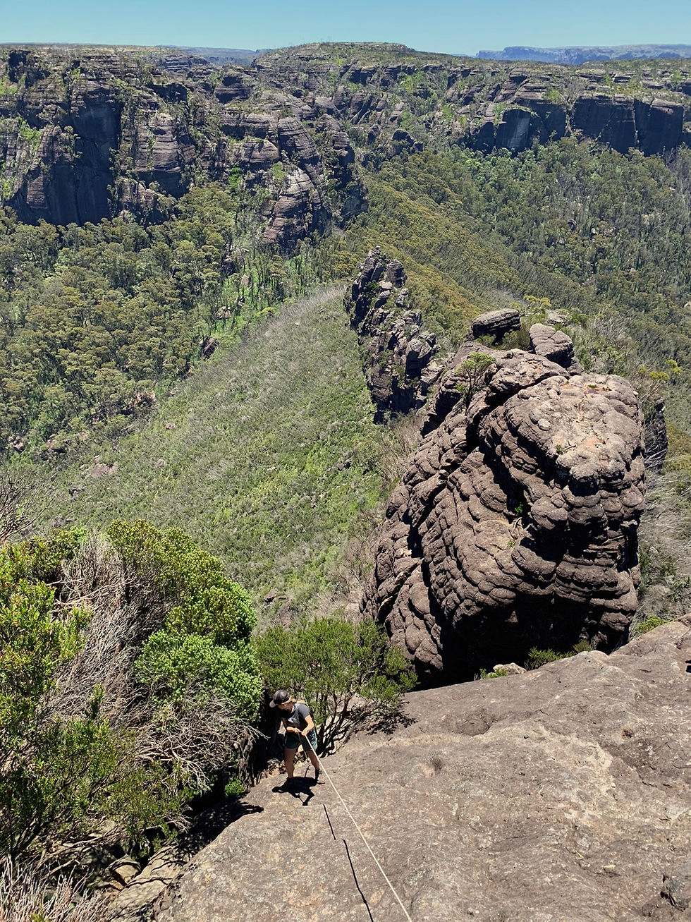 A person climbing rocks