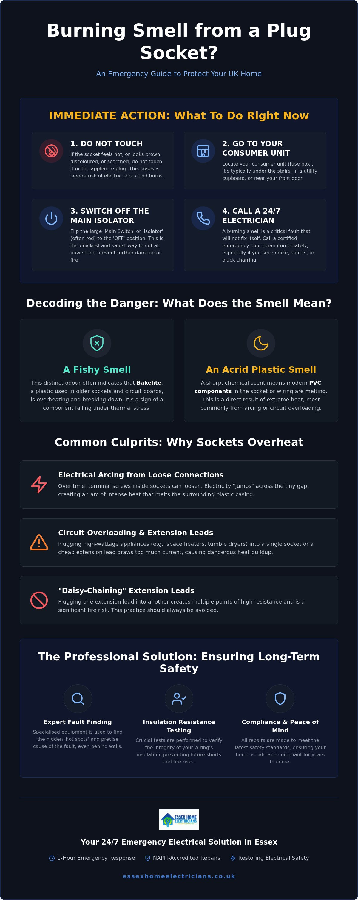 Burning smell from plug socket UK