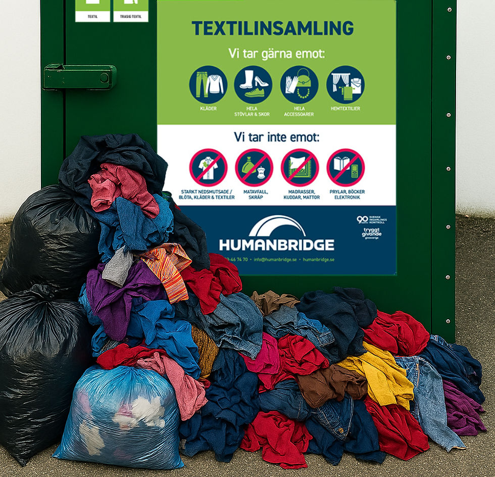 Overflowed collection bin in Sweden. 