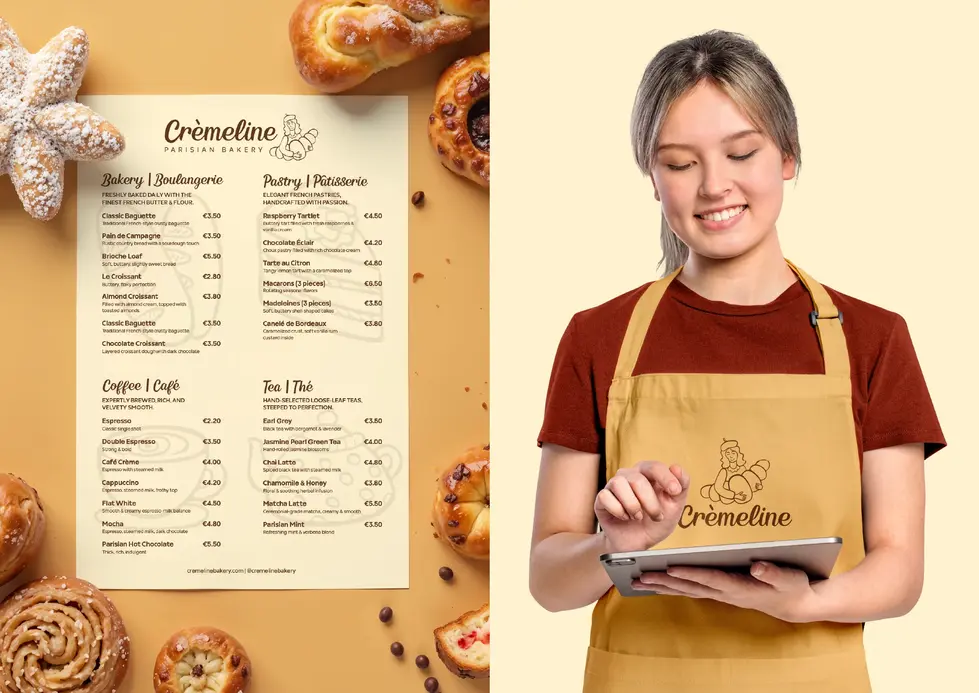Bakery pastry dessert branding, cafe restaurant food brand identity, vintage patisserie brand design, hand-drawn french croissant logo design, hand-drown bakery pastry graphics icons, bakery pastry packaging design, burgundy beige yellow brown color palette. Brand Designer, Logo Designer, Graphic Designer, Packaging Designer, Branding Services, Packaging Design, Graphic Design, Visual Identity. Branding Agency, Branding Studio, Graphic Design Studio, Freelance Designer, Small Business Branding, Female branding, Lexielogo