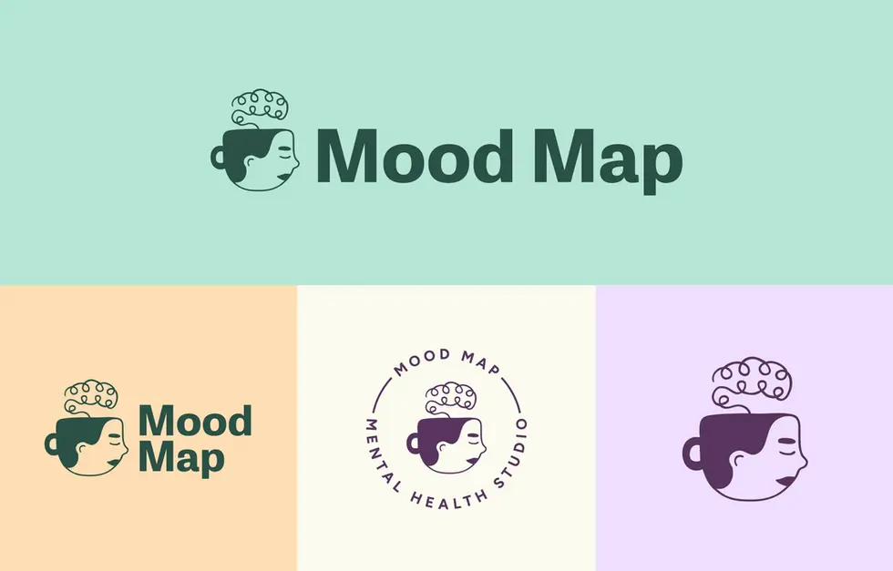 Mental health studio branding, psychologist brand identity, medical brand design, psychology logo design, hand-drown face emotions graphics icons, green purple orange color palette. Brand Designer, Logo Designer, Graphic Designer, Packaging Designer, Branding Services, Packaging Design, Graphic Design, Visual Identity. Branding Agency, Branding Studio, Graphic Design Studio, Freelance Designer, Small Business Branding, Female branding, Lexielogo