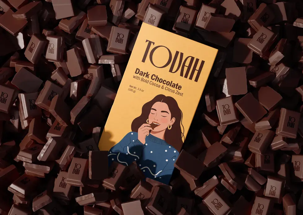 Chocolate branding, candies brand identity, food brand design, genz woman eating chocolate illustration, art deco minimalist logo design, monogram logotype, bold playful chocolate packaging design, brown yellow blue color palette.
Brand Designer, Logo Designer, Graphic Designer, Packaging Designer, Branding Services, Packaging Design, Graphic Design, Visual Identity. Branding Agency, Branding Studio, Graphic Design Studio, Freelance Designer, Small Business Branding, Female branding, Lexielogo, Logomark.