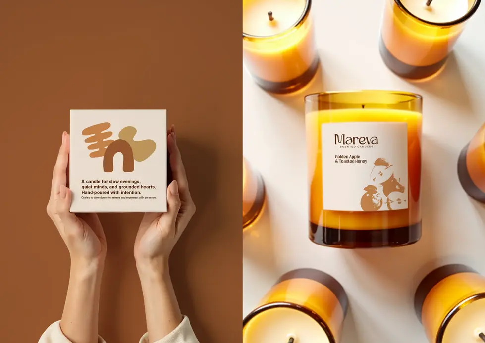 Boho minimalist candle branding, home decor brand identity, candle brand design, abstract candle letter M monogram logo design, hand-drawn boho abstract graphics icons, minimalist candle packaging box design, candle label design, natural earthy boho brown green color palette. Brand Designer, Logo Designer, Graphic Designer, Packaging Designer, Branding Services, Packaging Design, Graphic Design, Visual Identity. Branding Agency, Branding Studio, Graphic Design Studio, Freelance Designer, Small Business Branding, Female branding, Lexielogo, Logomark. Instagram page design, custom highlight covers, digital branding, social media design, IG post and story templates