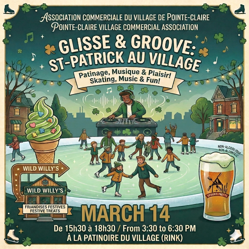 La St-Patrick au Village, samedi 14 mars 15h30 à 18h30 