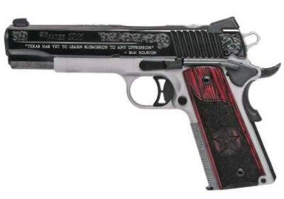 Sig 191145TXS 1911 Texas Engraved Two Tone SAO 45ACP 5" 8+1 Redwood Grip SS/Blk