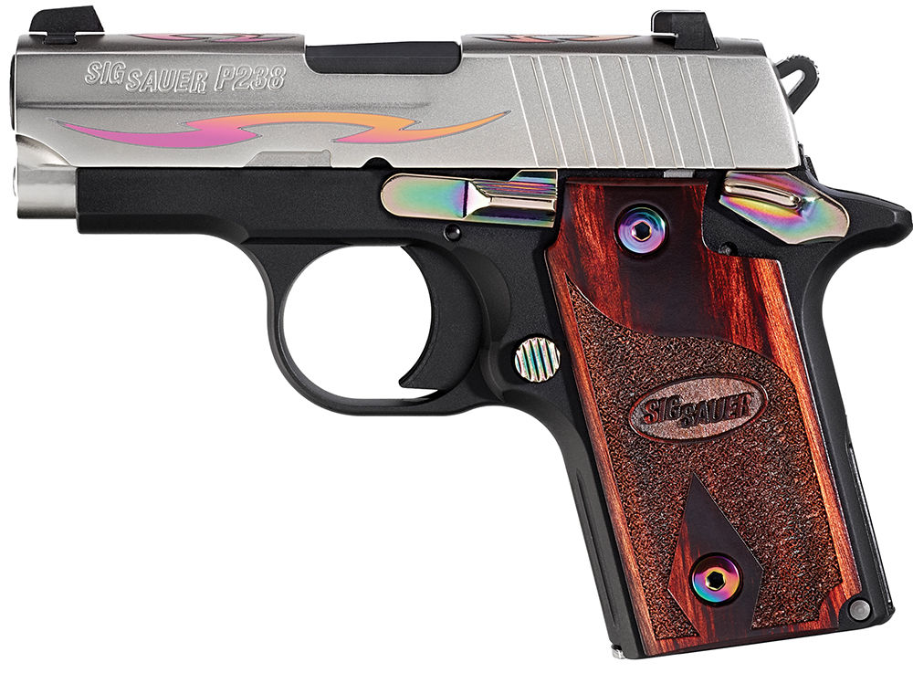 Sig 238380NSSTRIBALCRG P238 Single 380ACP 2.7" 6+1 NS Rsewd Blk Rainbow Slide