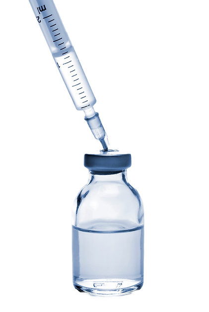 Syringe inside a vial representing peptide therapeutics, alongside an explanation of compound medications – customized, patient-specific treatments prepared by licensed pharmacies to enhance healing, support well-being, and address unique health needs.