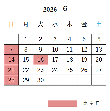 営業カレンダー6月