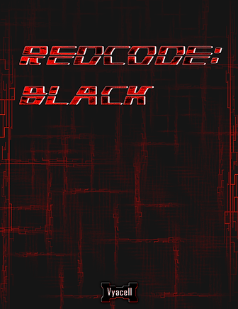 Redcode black book cover with red circuits dissapearing into BG