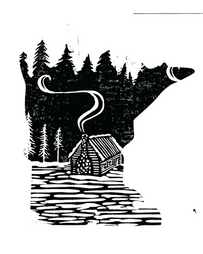 MN themed cabin linocut digital print 