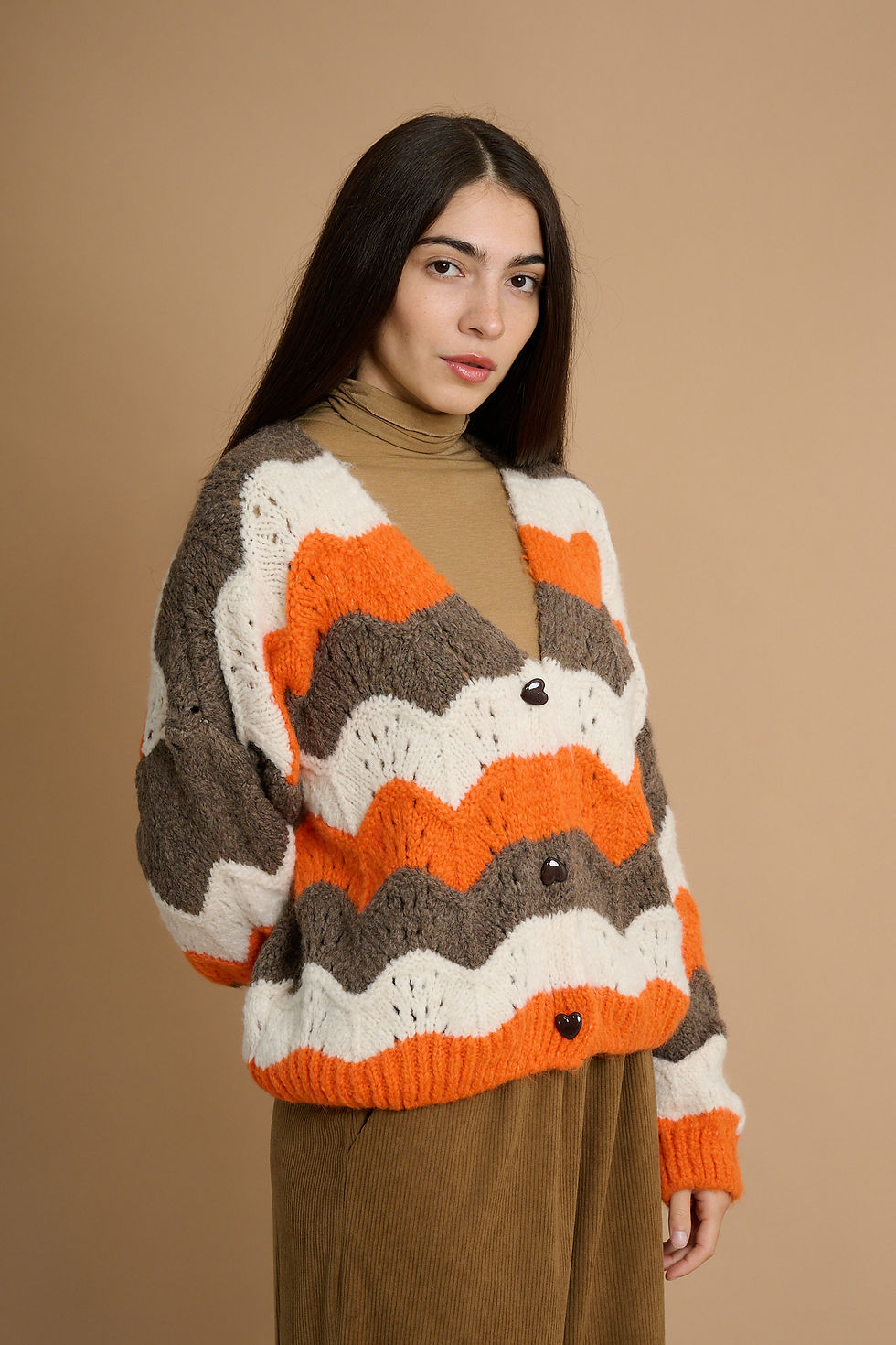 Miniatura: Cardigan Bilbao in maglia a fantasia zig-zag