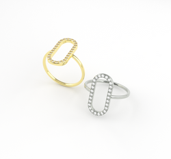 3D JC11-Paperclip ring with diamond accents, designed and rendered in Rhino6 3D