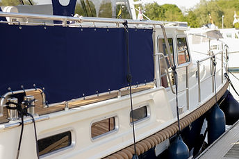 Steel boat on the water at Penton Hook Marina