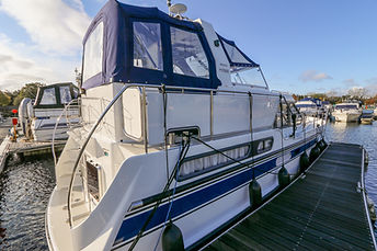 Stevens Steel Boat on a mooring at Penton Hook Marina