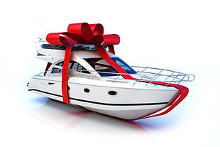 Luxury boat wrapped in ribbons like a gift