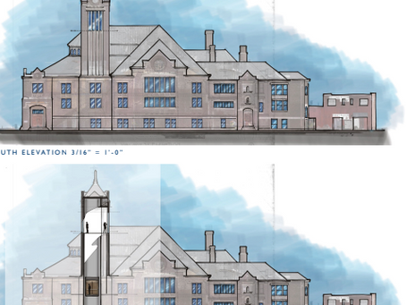 Watercolor drawings of 415 Walnut Church